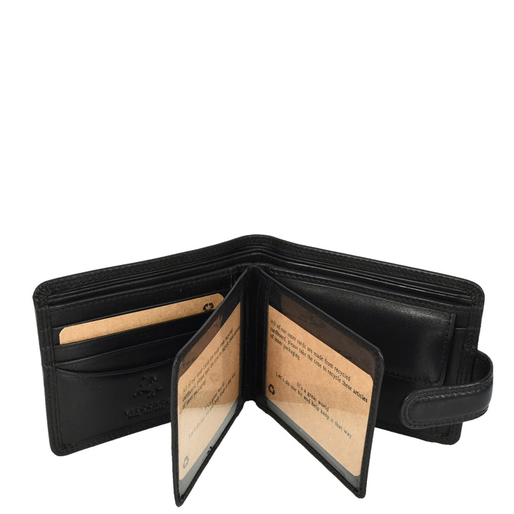 Genuine Leather Bifold Wallet for Men, RFID Protected, Gift Box Included HOL13 Black