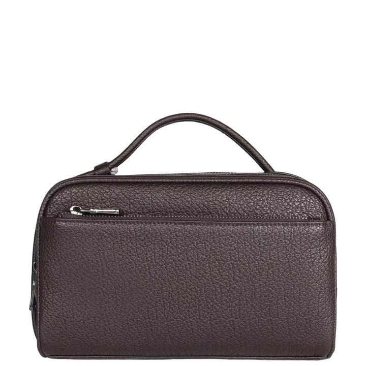 Real Leather Toiletry Wash Bag Alexander Brown