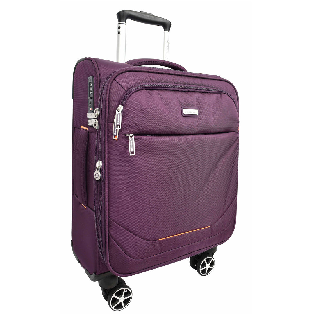 Cabin Size Soft Carry-On Suitcase with Four Wheels Hand Luggage, 50cm / 20 Inch Air Ease Purple