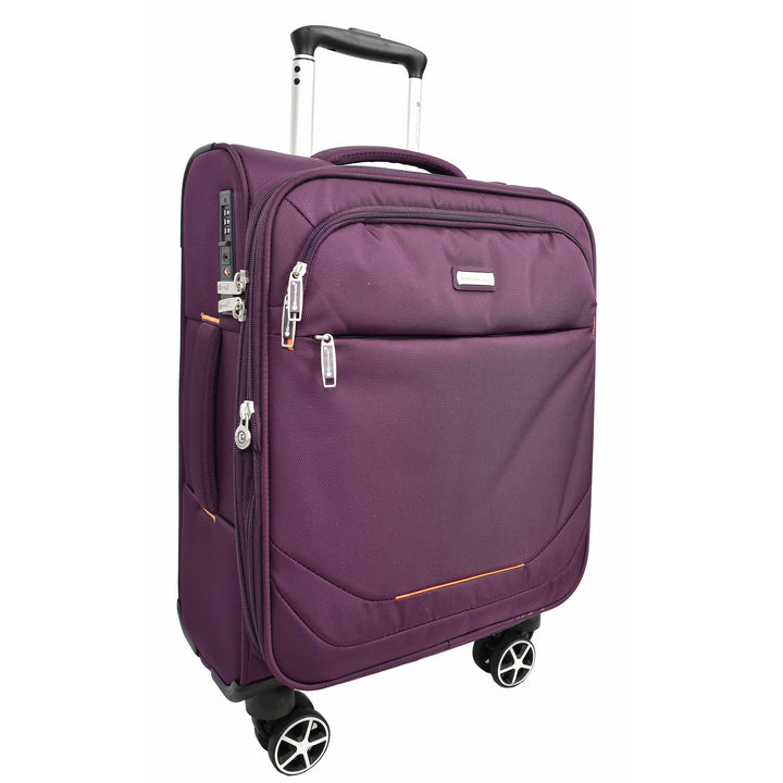 Cabin Size Soft Carry-On Suitcase with Four Wheels Hand Luggage, 50cm / 20 Inch Air Ease Purple