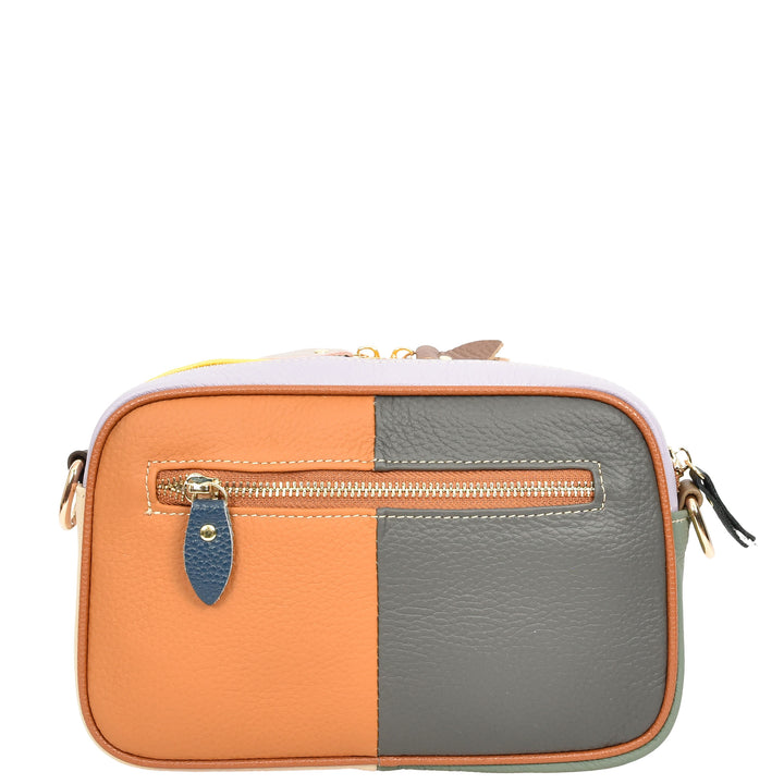 Women's Real Cowhide Leather Multicoloured Patchwork Crossbody Bag HOL209