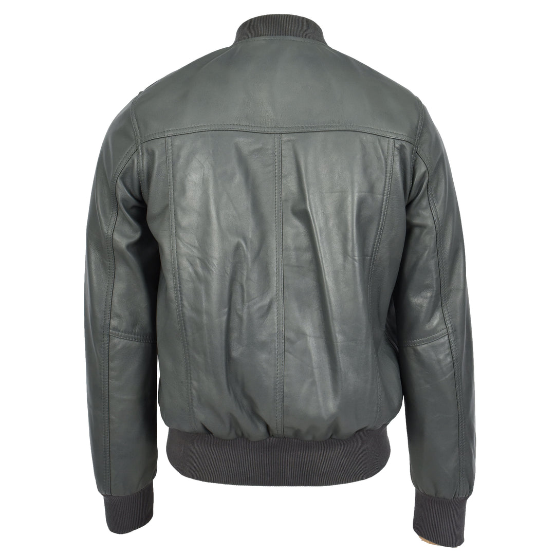 Mens Leather MA-1 Bomber Jacket Ryan Grey