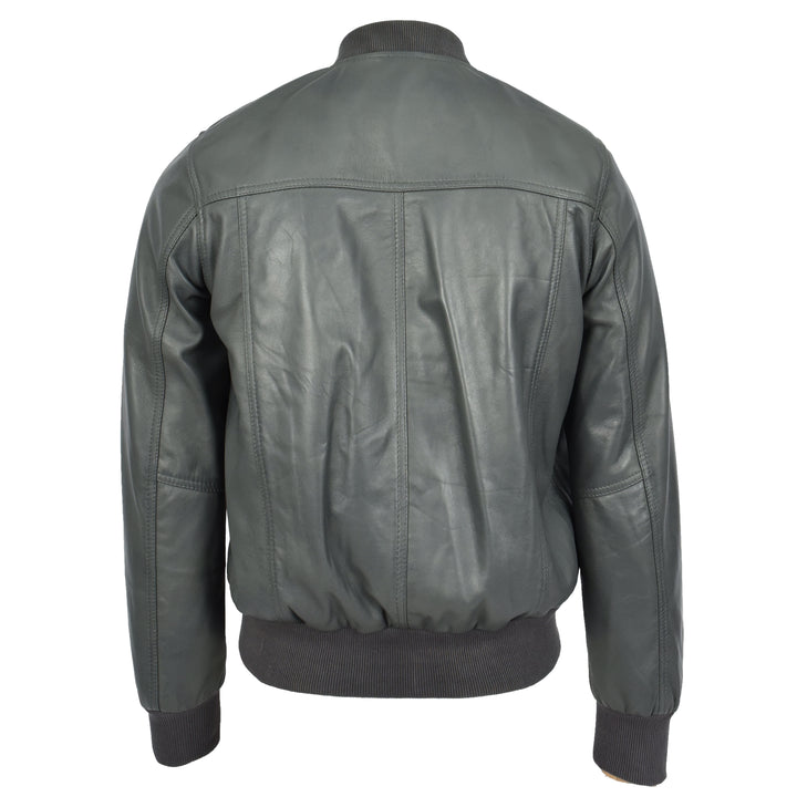 Mens Leather MA-1 Bomber Jacket Ryan Grey