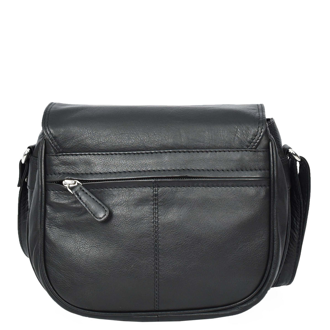 Womens Real Leather Small Crossbody Bag Classic Organiser Multi Pockets Kiera Black-2