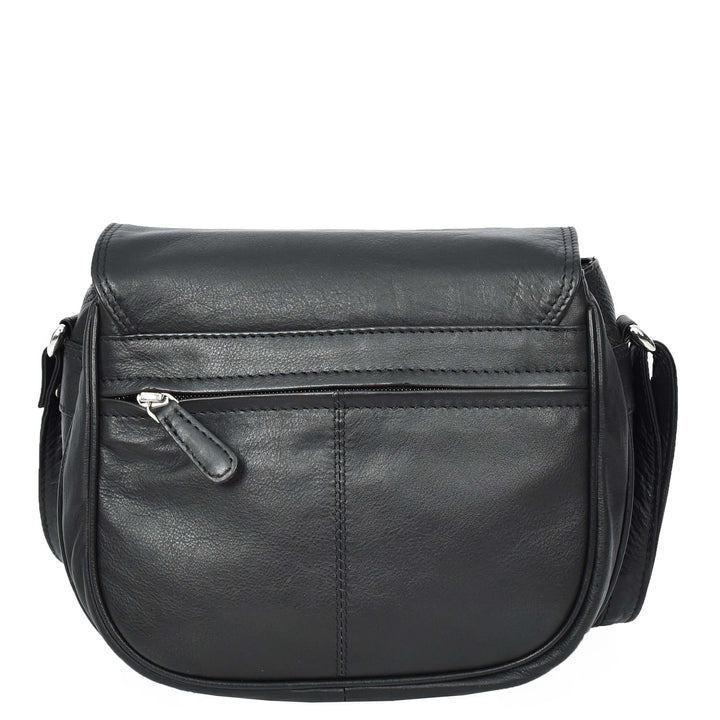 Womens Real Leather Small Crossbody Bag Classic Organiser Multi Pockets Kiera Black-2