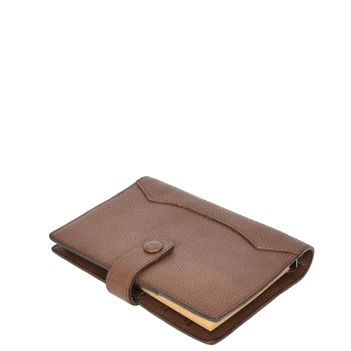 Premium Leather Diary Personal Organiser A6 Size Paper Refillable Ring Binder Notebook Velmora Dark Brown