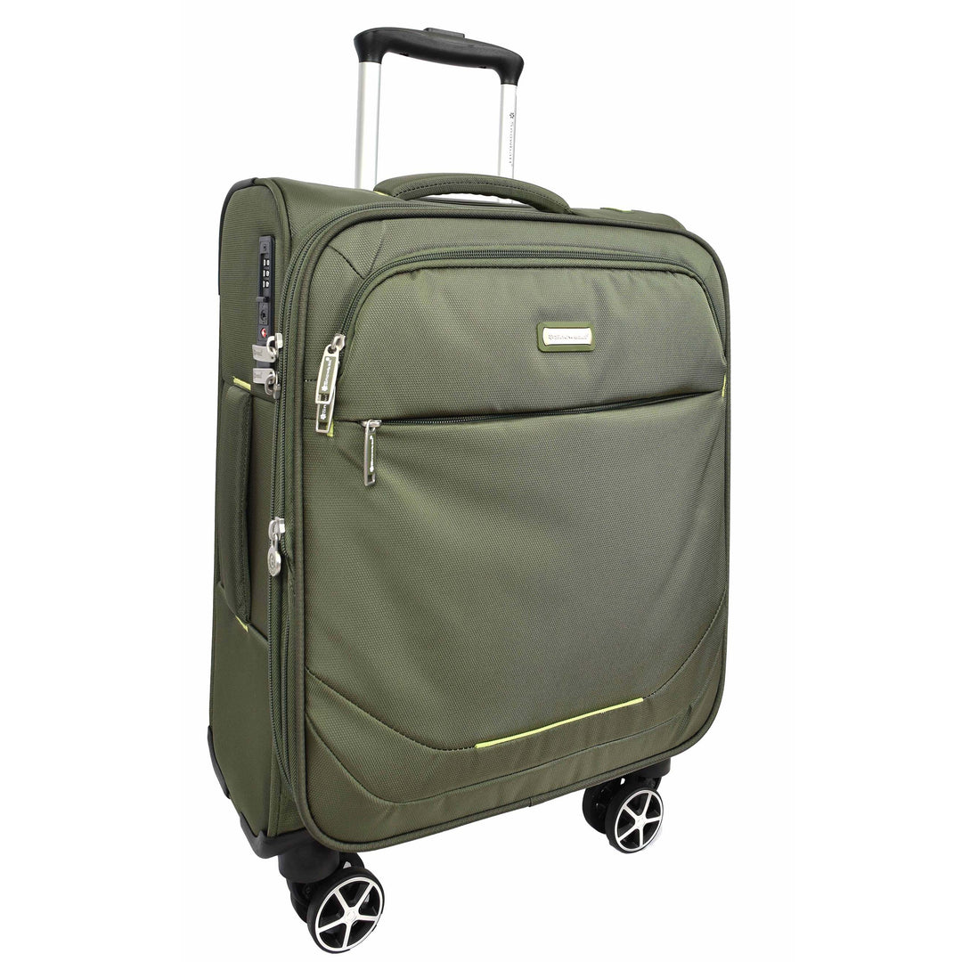 Cabin Size Soft Carry-On Suitcase with Four Wheels Hand Luggage, 50cm / 20 Inch Air Ease Green