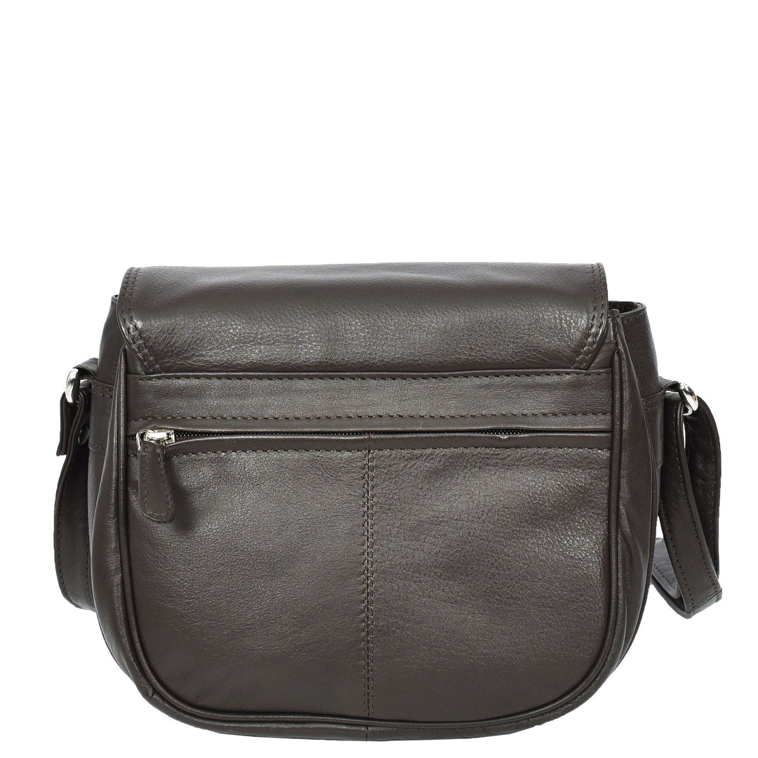 Womens Real Leather Small Crossbody Bag Classic Organiser Multi Pockets Kiera Brown-2