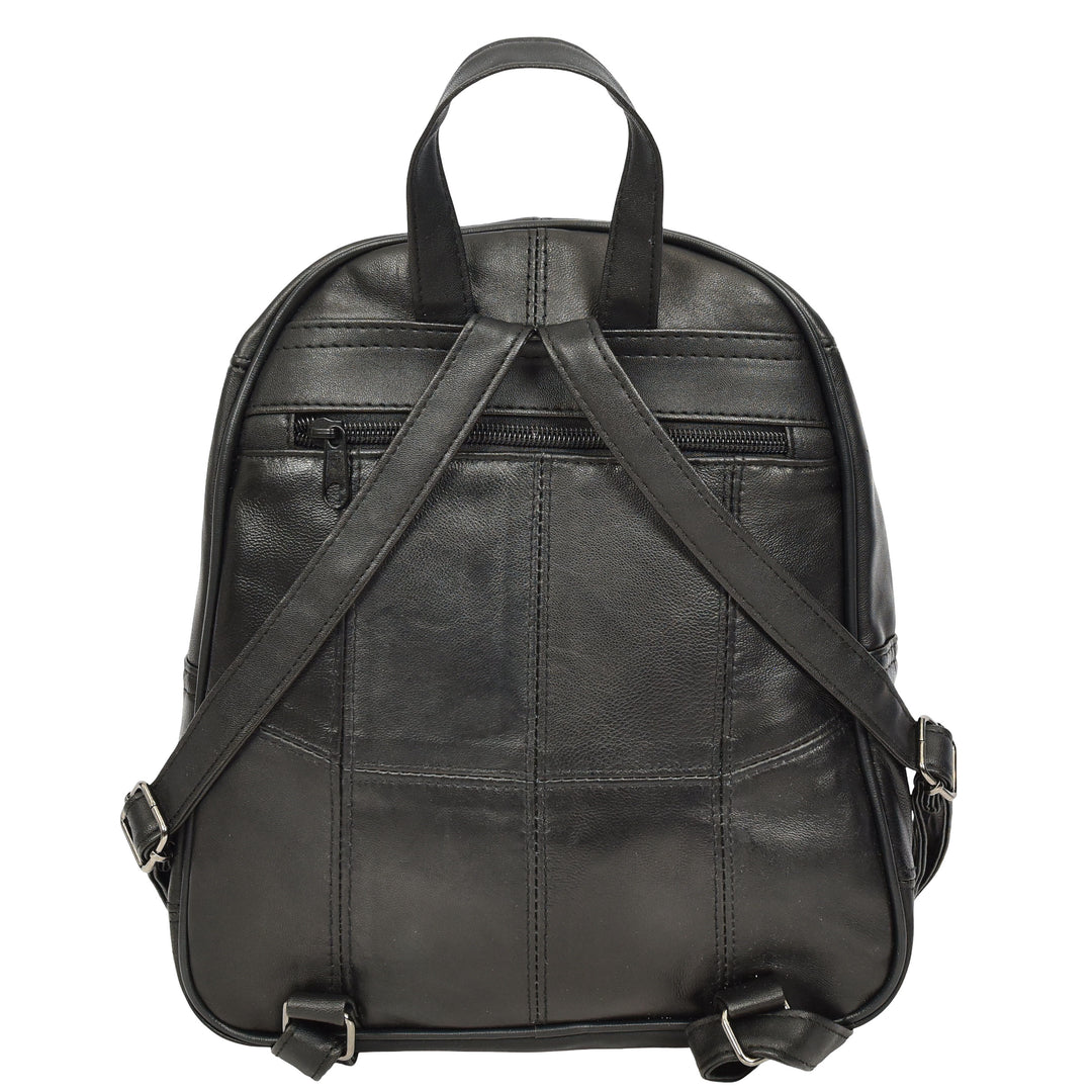 Women's Soft Leather Backpack Multiple Pockets Casual Daypack Petal