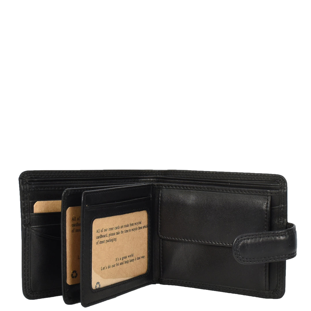 Genuine Leather Bifold Wallet for Men, RFID Protected, Gift Box Included HOL13 Black