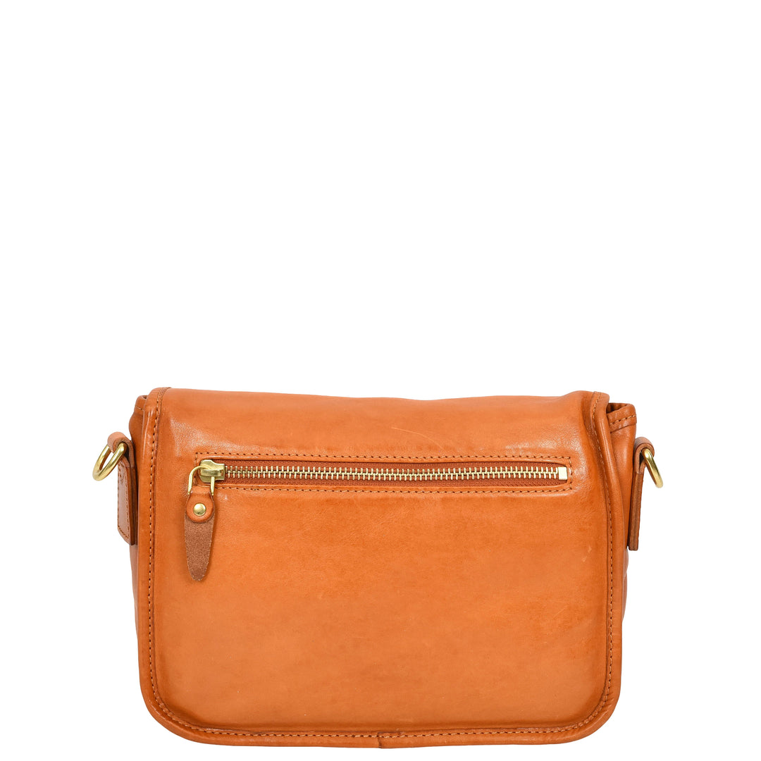 Womens Classic Premium Leather Messenger Cross Body Bag Helen Tan