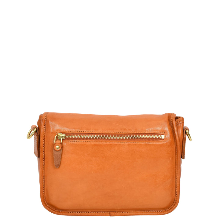 Womens Classic Premium Leather Messenger Cross Body Bag Helen Tan