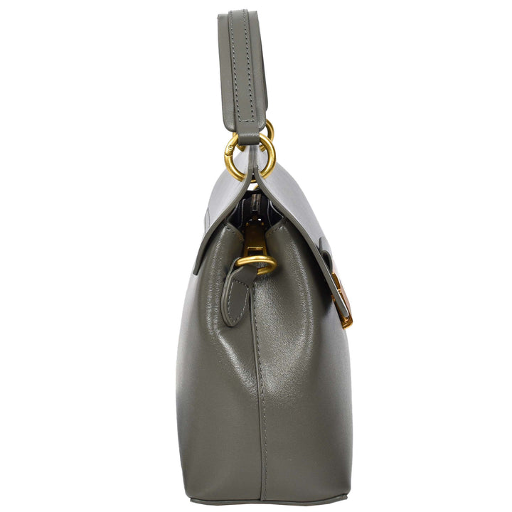 Womens Real Leather Small Handbag Gabriella Grey