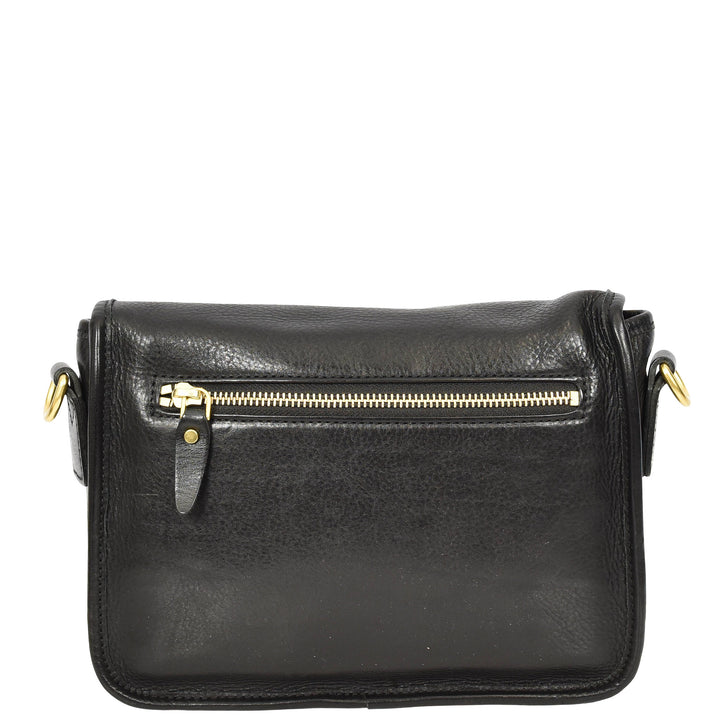 Womens Classic Premium Leather Messenger Cross Body Bag Helen Black