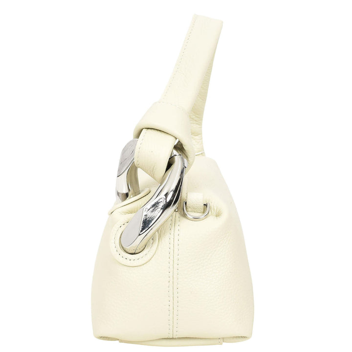Womens Real Leather Handbag Small Size with Adjustable Strap Amara Off White