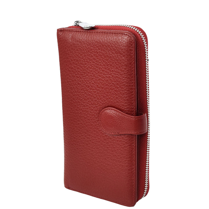 Womens Real Leather Purse Envelope Style Clutch Wallet HOL732 Red