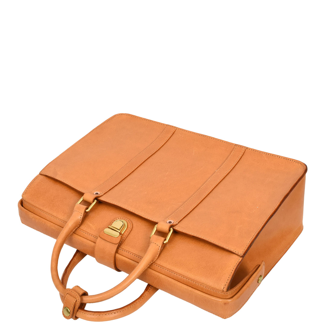 Real Leather Doctors Briefcase Gladstone Lawyers Bag with Laptop Compartment Cullen Tan