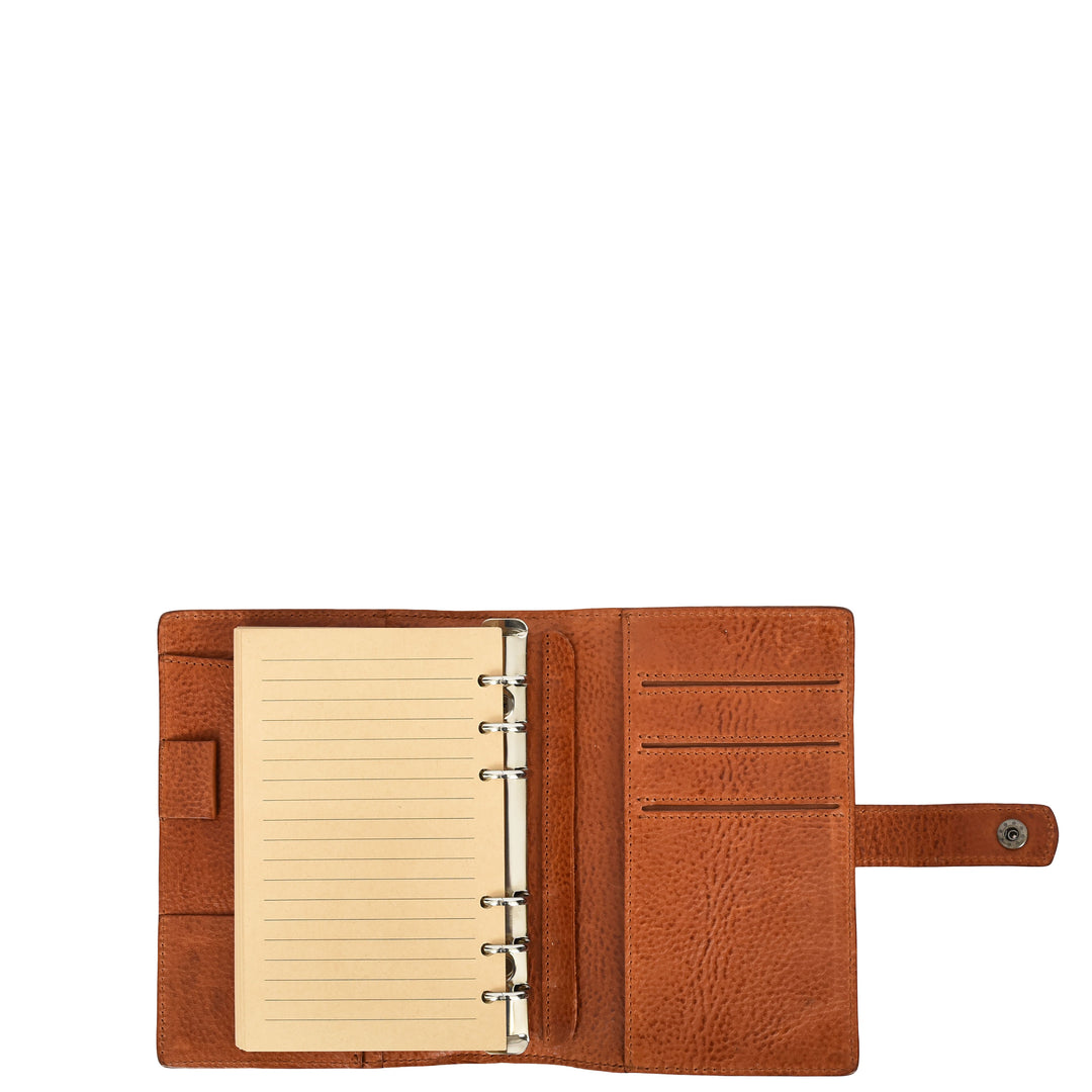 Premium Leather Diary Personal Organiser A6 Size Paper Refillable Ring Binder Notebook Velmora Caramel