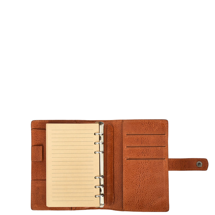 Premium Leather Diary Personal Organiser A6 Size Paper Refillable Ring Binder Notebook Velmora Caramel