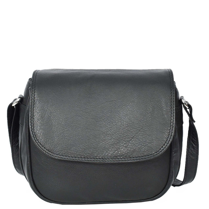 Womens Real Leather Small Crossbody Bag Classic Organiser Multi Pockets Kiera Black-4