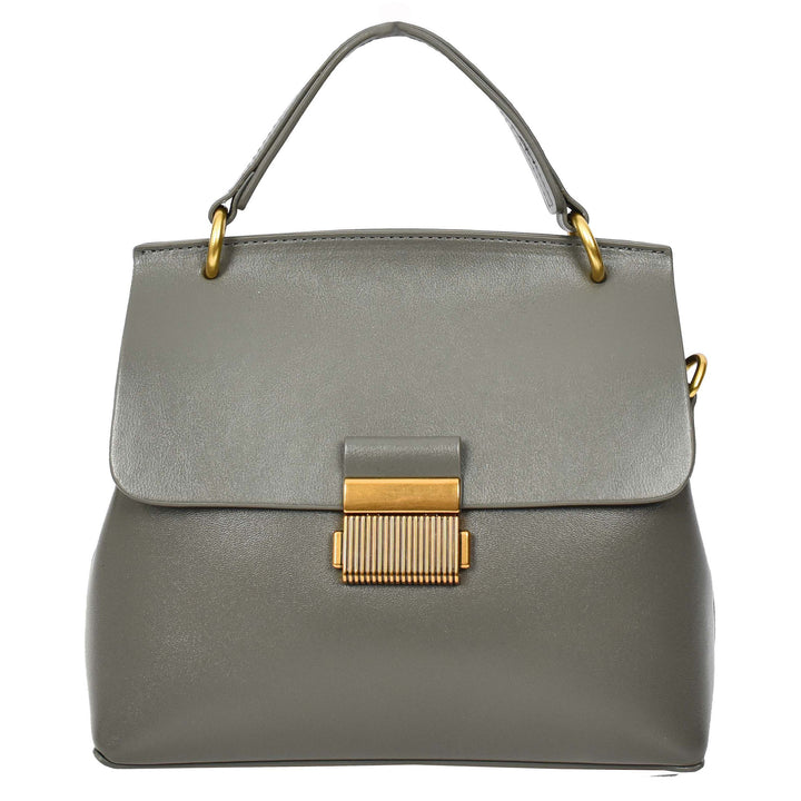 Womens Real Leather Small Handbag Gabriella Grey