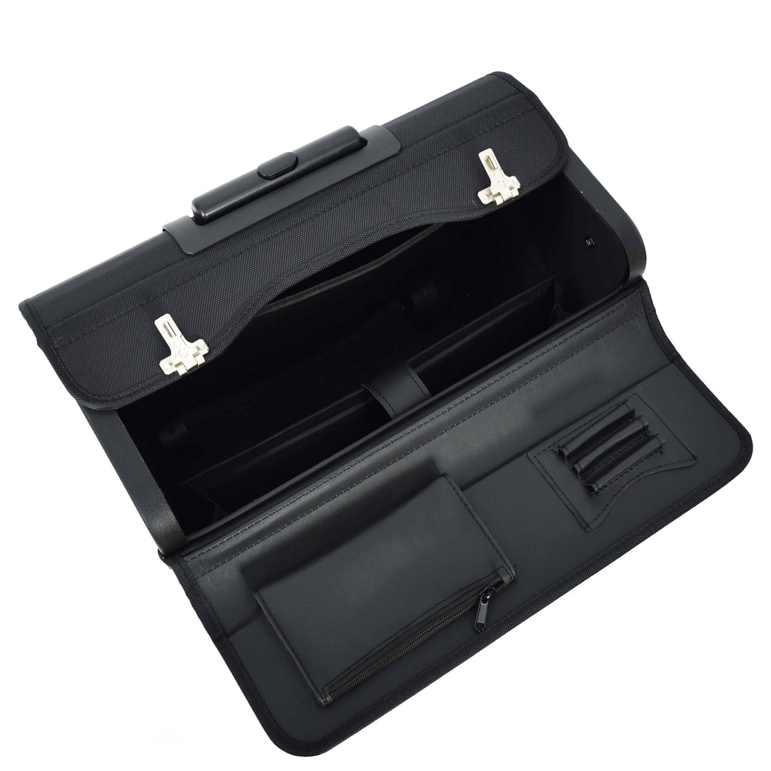 Rolling Pilot Case on Wheels Business office Organiser Laptop Bag Cockpit Black-4