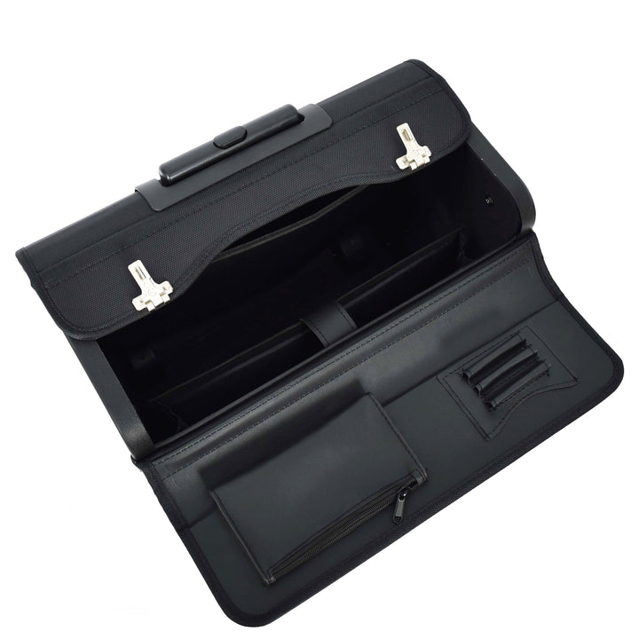 Rolling Pilot Case on Wheels Business office Organiser Laptop Bag Cockpit Black-4