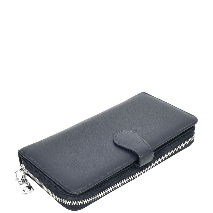 Womens Real Leather Purse Envelope Style Clutch Wallet HOL732 Navy