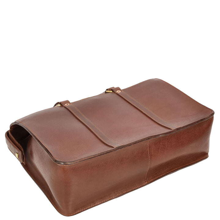 Real Leather Doctors Briefcase Gladstone Lawyers Bag with Laptop Compartment Cullen Brown