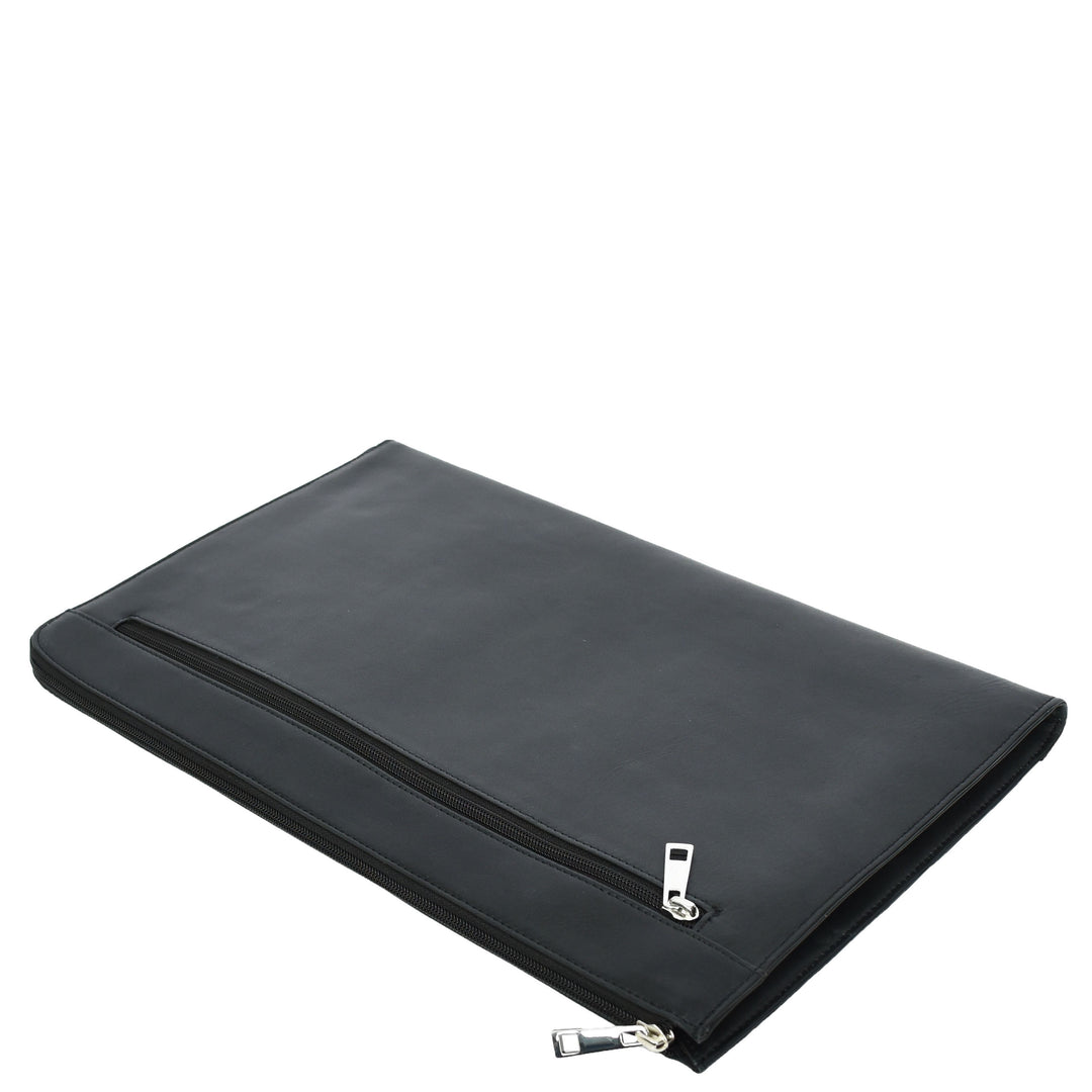 Real Leather Portfolio Case A4 Business Document Organiser Folio Underarm Bag Doc Black-5
