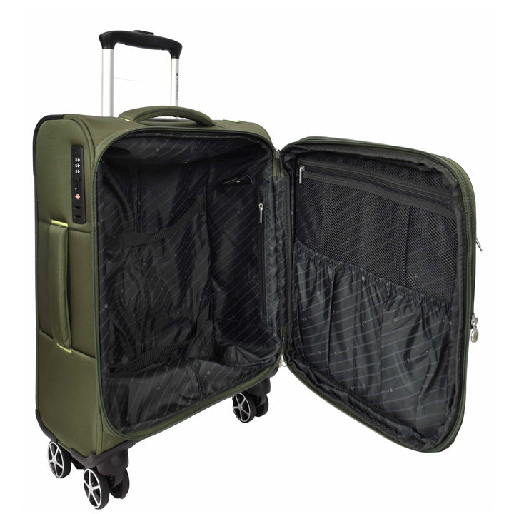 Cabin Size Soft Carry-On Suitcase with Four Wheels Hand Luggage, 50cm / 20 Inch Air Ease Green