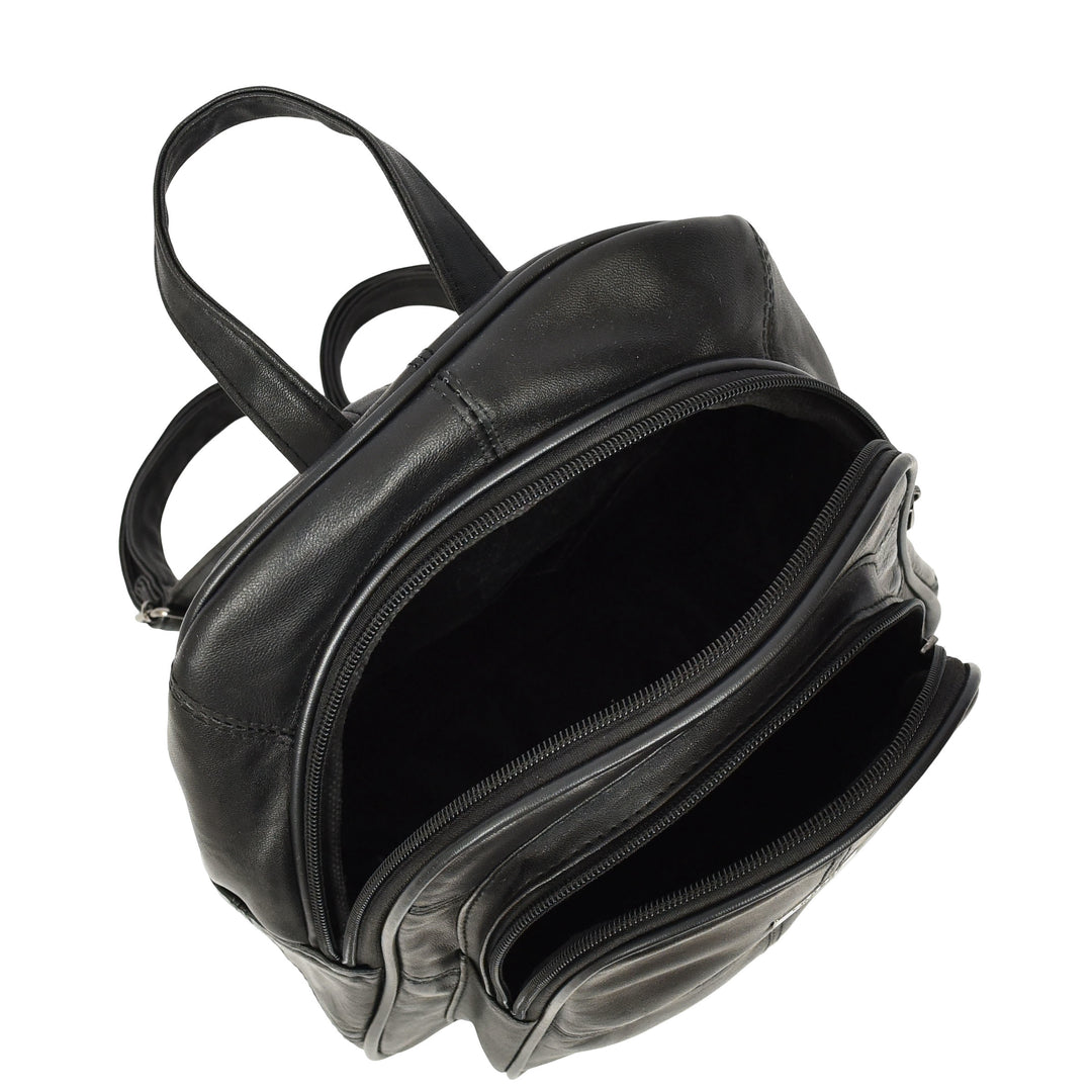 Women's Soft Leather Backpack Multiple Pockets Casual Daypack Petal