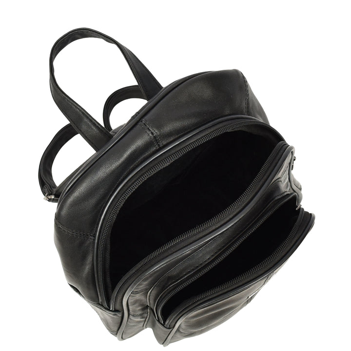 Women's Soft Leather Backpack Multiple Pockets Casual Daypack Petal