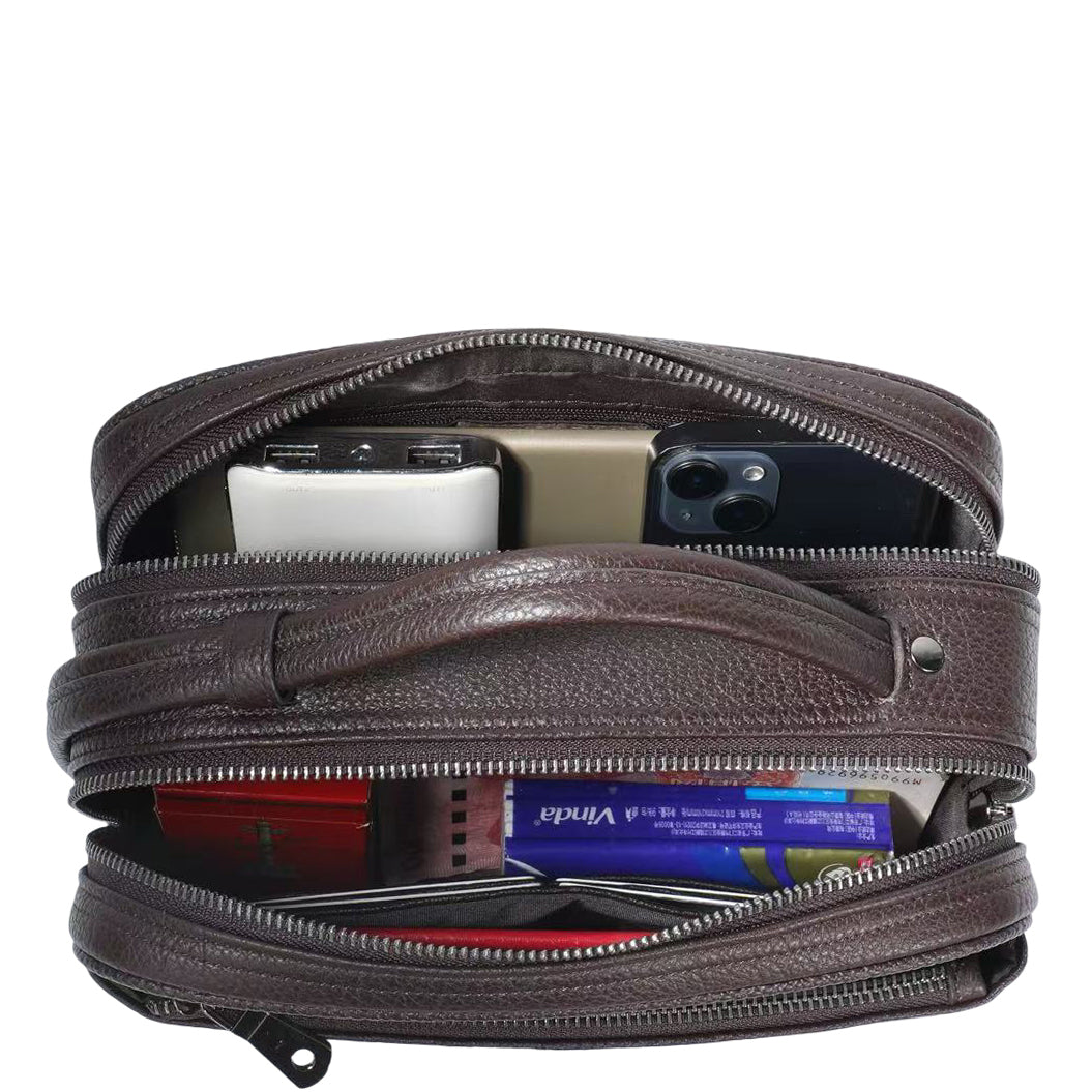 Real Leather Toiletry Wash Bag Alexander Brown