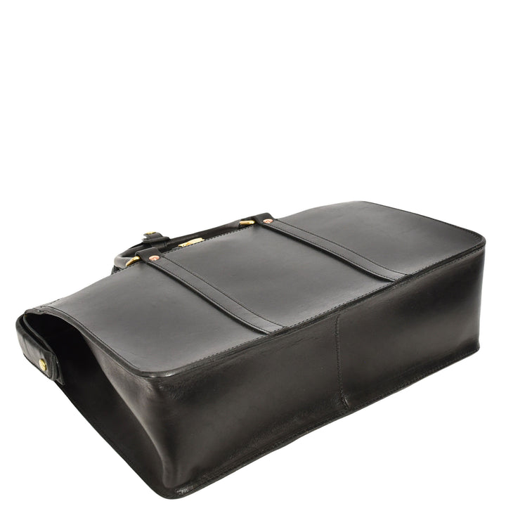 Real Leather Doctors Briefcase Gladstone Lawyers Bag with Laptop Compartment Cullen Black