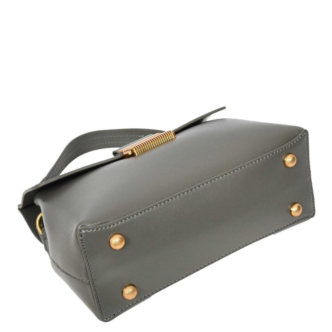 Womens Real Leather Small Handbag Gabriella Grey