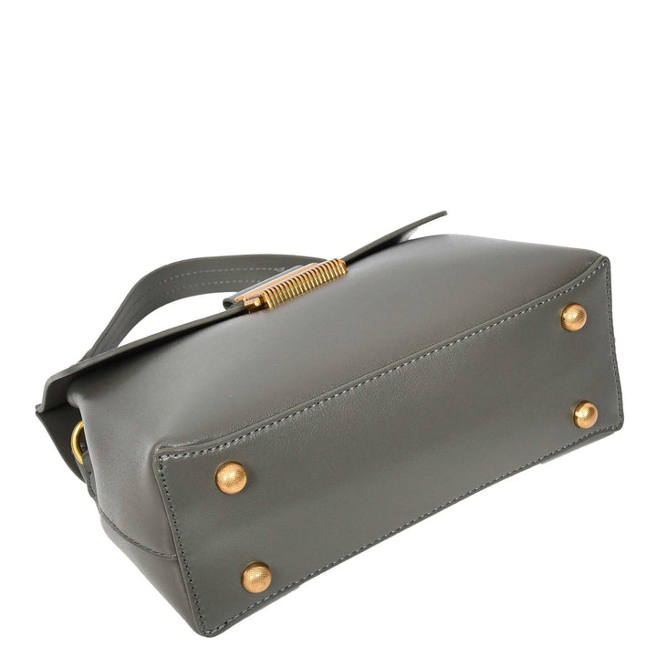 Womens Real Leather Small Handbag Gabriella Grey