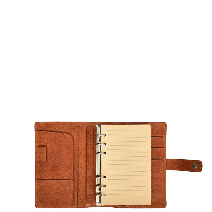 Premium Leather Diary Personal Organiser A6 Size Paper Refillable Ring Binder Notebook Velmora Caramel