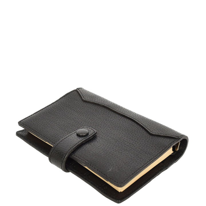 Premium Leather Diary Personal Organiser A6 Size Paper Refillable Ring Binder Notebook Velmora Black