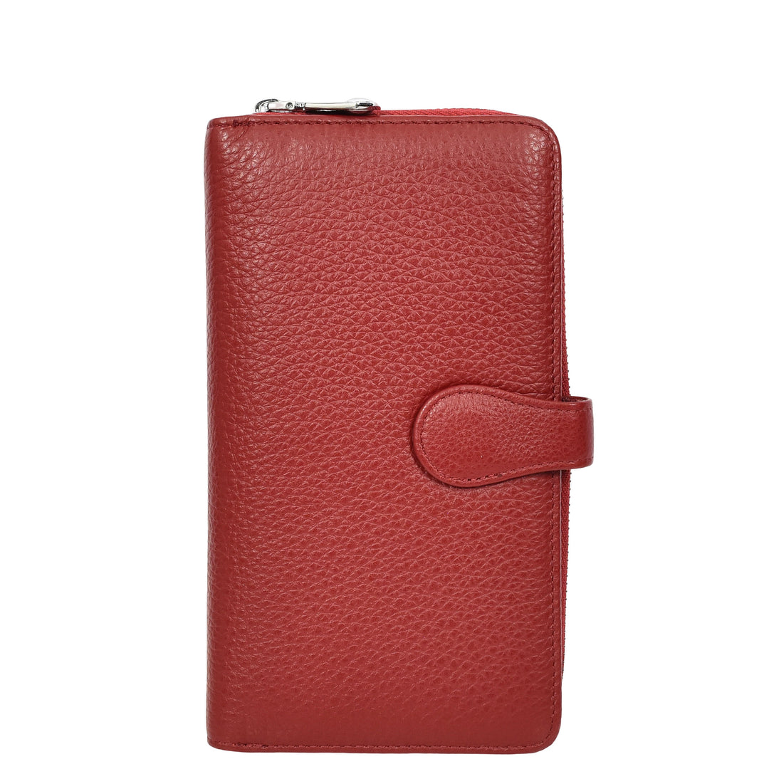 Womens Real Leather Purse Envelope Style Clutch Wallet HOL732 Red