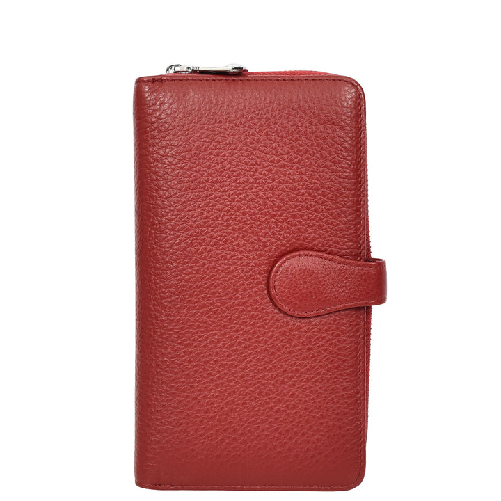 Womens Real Leather Purse Envelope Style Clutch Wallet HOL732 Red