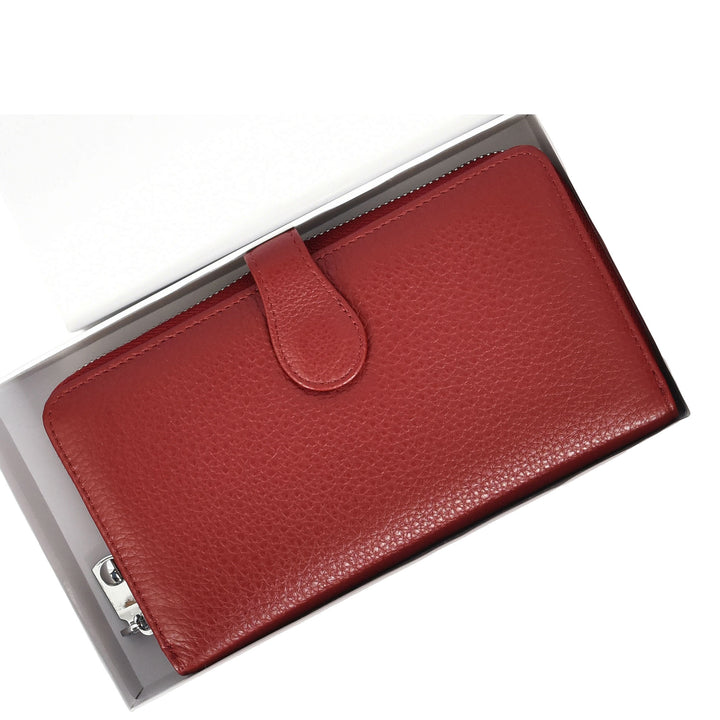 Womens Real Leather Purse Envelope Style Clutch Wallet HOL732 Red