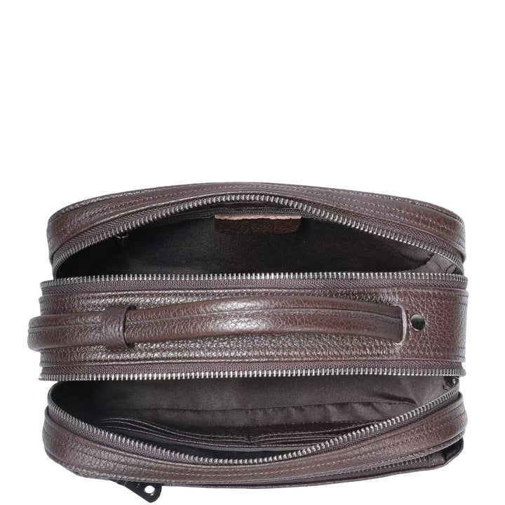 Real Leather Toiletry Wash Bag Alexander Brown