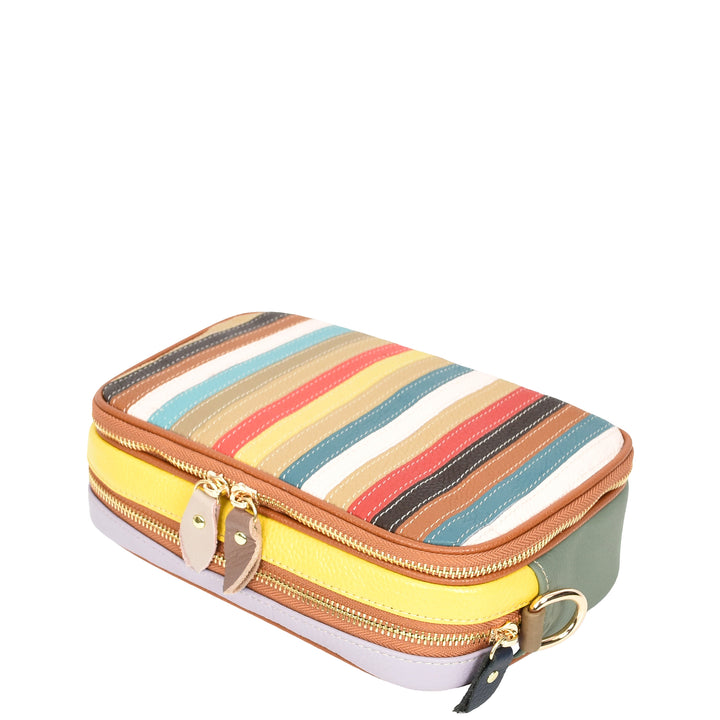 Women's Real Cowhide Leather Multicoloured Patchwork Crossbody Bag HOL209