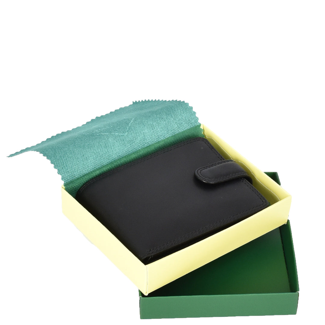 Genuine Leather Bifold Wallet for Men, RFID Protected, Gift Box Included HOL13 Black