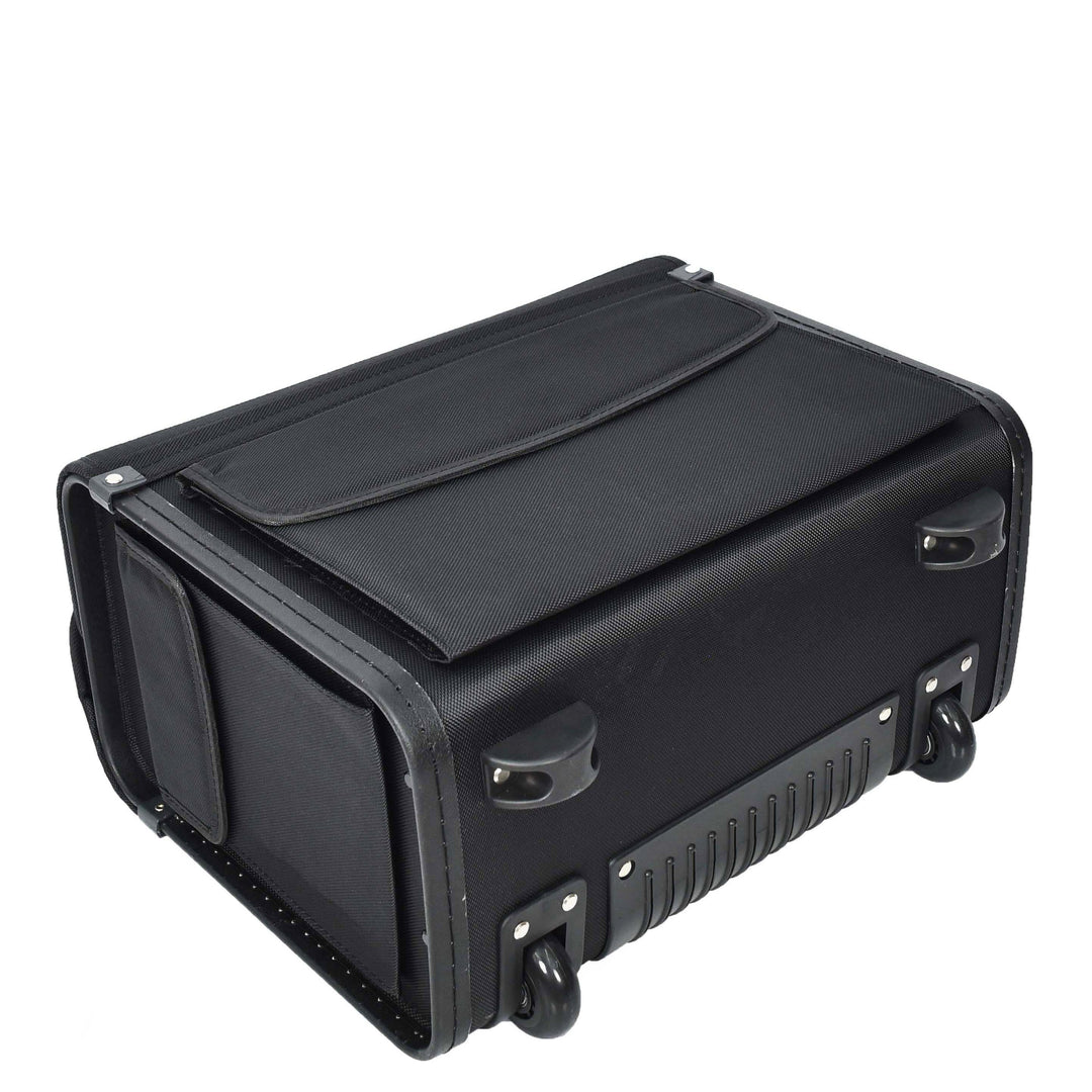 Rolling Pilot Case on Wheels Business office Organiser Laptop Bag Cockpit Black-6