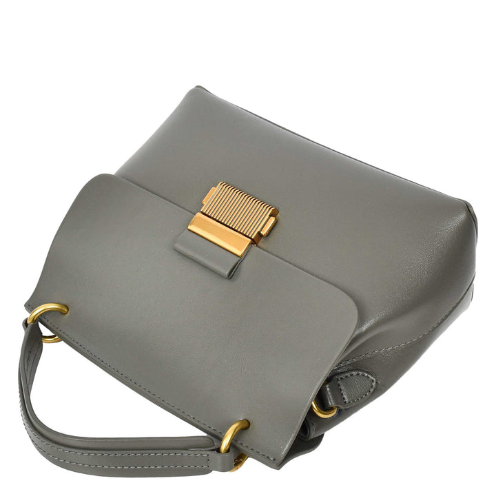 Womens Real Leather Small Handbag Gabriella Grey