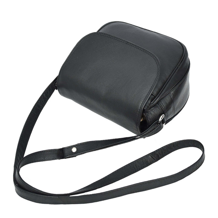 Womens Real Leather Small Crossbody Bag Classic Organiser Multi Pockets Kiera Black-6