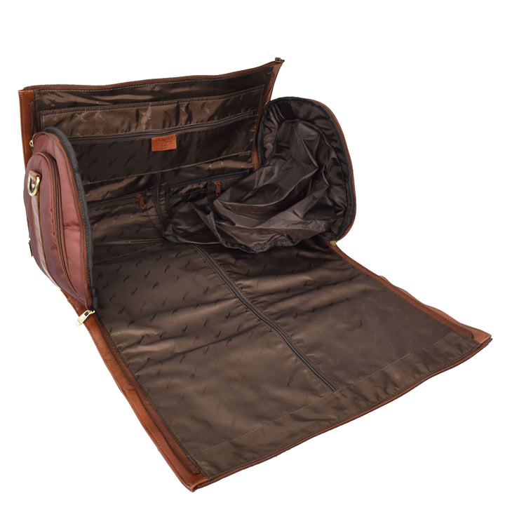 Real Leather Garment Suit Carrier 2-in-1 Holdall Duffel Travel Bag Ludlow Tan