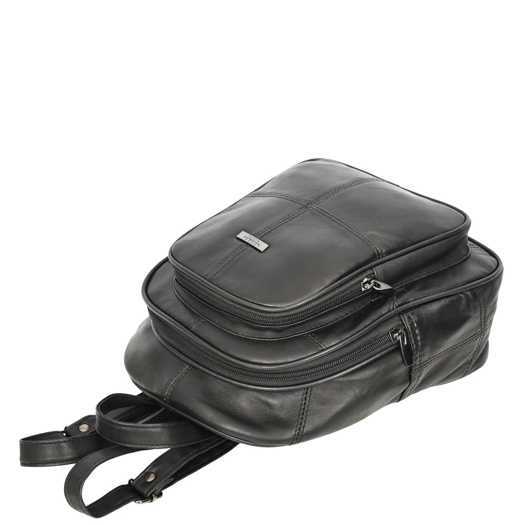Women's Soft Leather Backpack Multiple Pockets Casual Daypack Petal